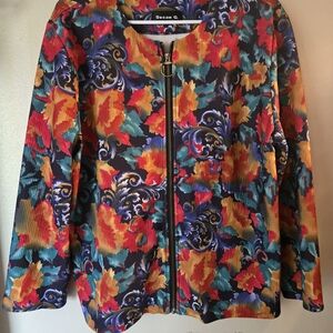 Susan G 90s Floral Size M Full Zip Thin Jacket